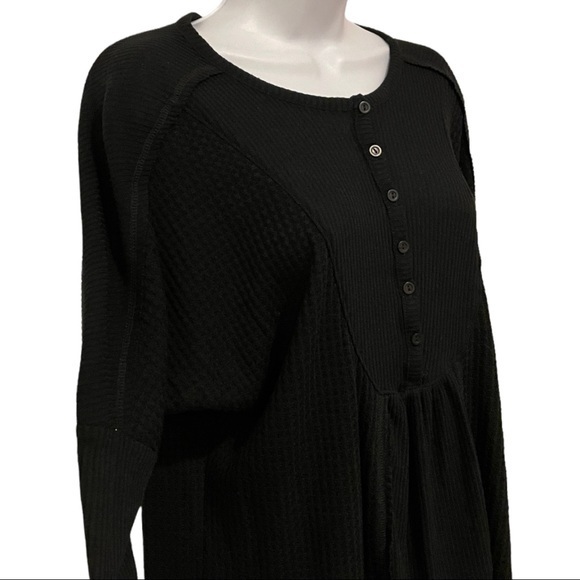 GIBSONLOOK Mixed Rib Waffle Knit Henley In Black - NWT - Small - Picture 3 of 5